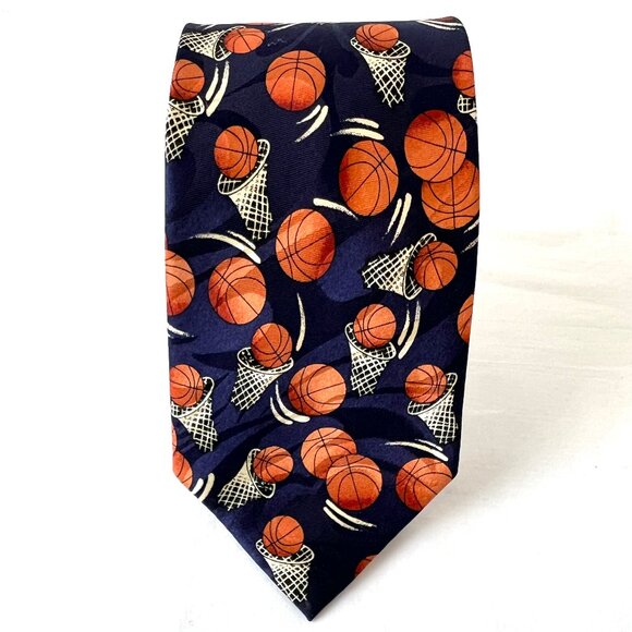 Steven Harris Hand Made Basketball Themed Necktie in Excellent Condition! - Picture 1 of 5